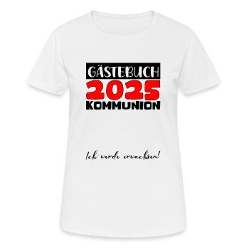 Communion 2025 Guest Book Gift Girls Boys - Women's Breathable T-Shirt - white - Front - AI Model Female 172 dark (172cm)