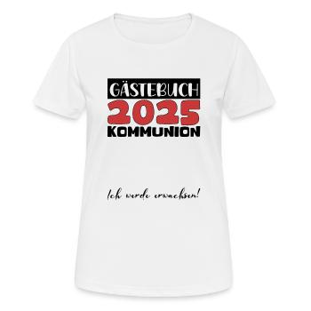 Communion 2025 Guest Book Gift Girls Boys - Women's Breathable T-Shirt - white - Front - AI Model Female 172 dark (172cm)