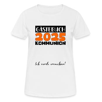 Communion 2025 Guest Book Gift Girls Boys - Women's Breathable T-Shirt - white - Front - AI Model Female 172 dark (172cm)