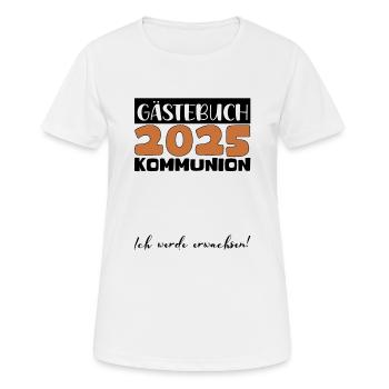 Communion 2025 Guest Book Gift Girls Boys - Women's Breathable T-Shirt - white - Front - AI Model Female 172 dark (172cm)