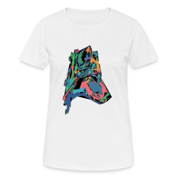 Visage de chien coloré - T-shirt respirant Femme - blanc - Devant - AI Model Female 172 dark (172cm)