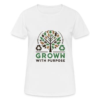 Grown with Purpose – Nachhaltiges Message Design - Frauen T-Shirt atmungsaktiv - Weiß - Vorne - AI Model Female 172 dark (172cm)