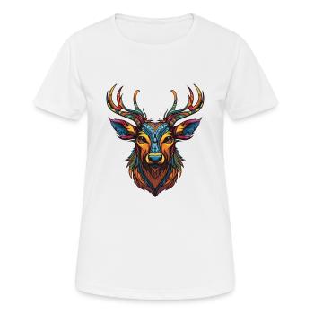 Hirsch Portrait - Frauen T-Shirt atmungsaktiv - Weiß - Vorne - AI Model Female 172 dark (172cm)