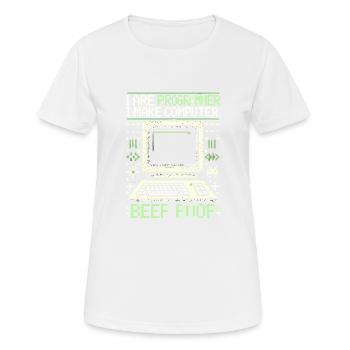 Ich bin Programmierer Ich mache Computer Piep Boop - Frauen T-Shirt atmungsaktiv - Weiß - Vorne - AI Model Female 172 dark (172cm)