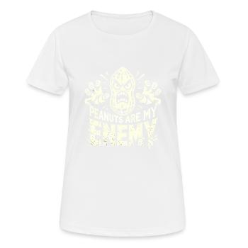 Erdnüsse sind mein Feind - Frauen T-Shirt atmungsaktiv - Weiß - Vorne - AI Model Female 172 dark (172cm)