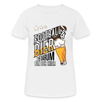 Le football et la bière, c’est pour ça que je suis ici - T-shirt respirant Femme - blanc - Devant - AI Model Female 172 dark (172cm)