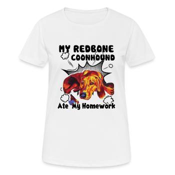 Redbone Coonhound Ate My Homework - Women's Breathable T-Shirt - white - Front - AI Model Female 172 dark (172cm)