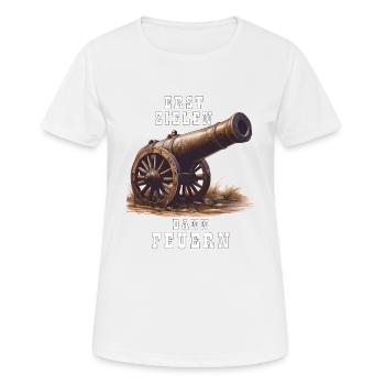 KANONE ERST ZIELEN DANN FEUERN - Frauen T-Shirt atmungsaktiv - Weiß - Vorne - AI Model Female 172 dark (172cm)