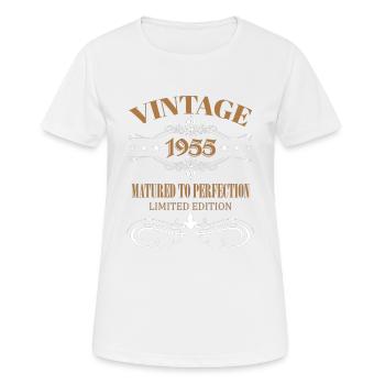Cadeau Vintage 70ème Anniversaire Année de Naissance 1955 - T-shirt respirant Femme - blanc - Devant - AI Model Female 172 dark (172cm)