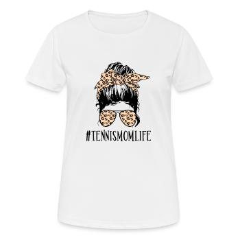 Tennis Mama Leben Messy Bun Sonnenbrille Neuheit Distr - Frauen T-Shirt atmungsaktiv - Weiß - Vorne - AI Model Female 172 dark (172cm)