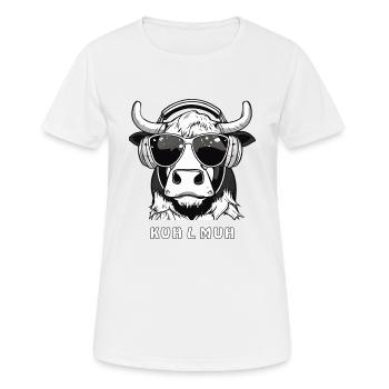 KUH L MUH - Frauen T-Shirt atmungsaktiv - Weiß - Vorne - AI Model Female 172 dark (172cm)