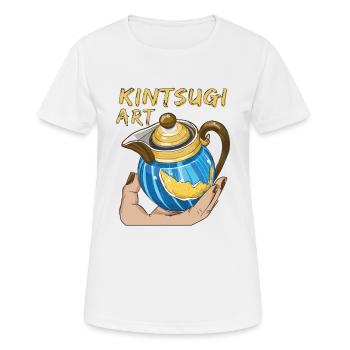 KINTSUGI ART - Frauen T-Shirt atmungsaktiv - Weiß - Vorne - AI Model Female 172 dark (172cm)