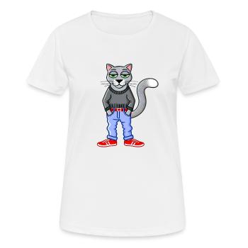 Drôle Gris Réfrigéré Chat Amour Chats - T-shirt respirant Femme - blanc - Devant - AI Model Female 172 dark (172cm)