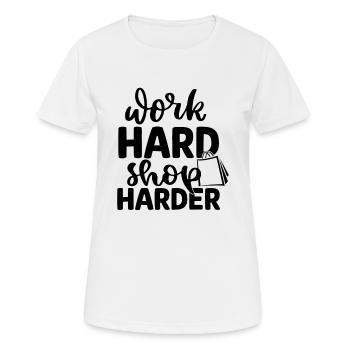 Arbeite hart, lande härter - Frauen T-Shirt atmungsaktiv - Weiß - Vorne - AI Model Female 172 dark (172cm)