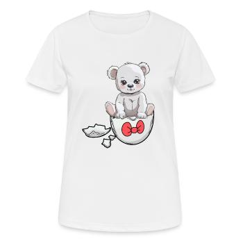 Ours en peluche naissance bébé coquille d’oeuf éclosion - T-shirt respirant Femme - blanc - Devant - AI Model Female 172 dark (172cm)