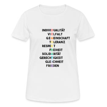 Demokratie LGBTQ - Vielfalt, Toleranz, Frieden - Frauen T-Shirt atmungsaktiv - Weiß - Vorne - AI Model Female 172 dark (172cm)