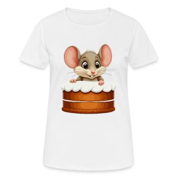 Die Maus kommt aus dem Kuchen - Frauen T-Shirt atmungsaktiv - Weiß - Vorne - AI Model Female 172 dark (172cm)