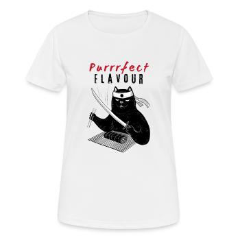 Purrrfect Flavour – Sushi Chef Cat - Women's Breathable T-Shirt - white - Front - AI Model Female 172 dark (172cm)