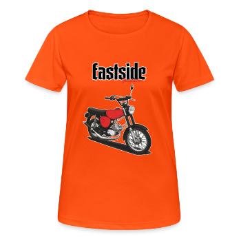S51 (rot) // Illustration - Frauen T-Shirt atmungsaktiv - Neonorange - Vorne - AI Model Female 172 dark (172cm)