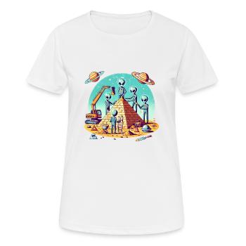 Les extraterrestres construisent une pyramide - T-shirt respirant Femme - blanc - Devant - AI Model Female 172 dark (172cm)