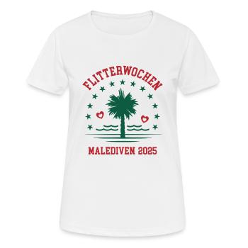 Flitterwochen Malediven 2025 Hochzeitsreise - Frauen T-Shirt atmungsaktiv - Weiß - Vorne - AI Model Female 172 dark (172cm)