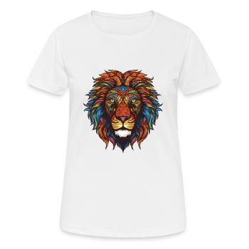 Löwe Portrait - Frauen T-Shirt atmungsaktiv - Weiß - Vorne - AI Model Female 172 dark (172cm)