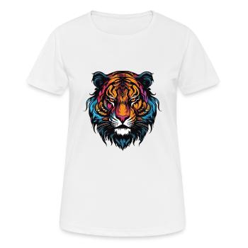 Tiger Portrait - Frauen T-Shirt atmungsaktiv - Weiß - Vorne - AI Model Female 172 dark (172cm)