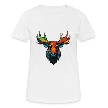Portrait d’orignal - T-shirt respirant Femme - blanc - Devant - AI Model Female 172 dark (172cm)