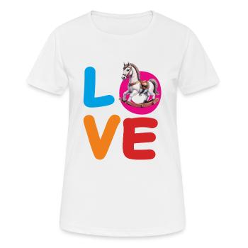 LOVE SCHAUKEL-PFERD - Frauen T-Shirt atmungsaktiv - Weiß - Vorne - AI Model Female 172 dark (172cm)