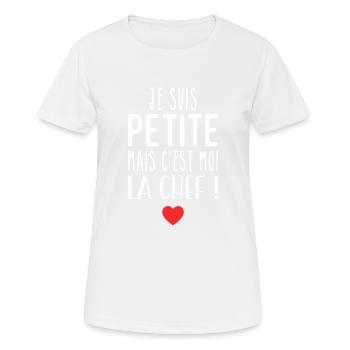 Ich bin klein, aber ich bin der Chef - Frauen T-Shirt atmungsaktiv - Weiß - Vorne - AI Model Female 172 dark (172cm)