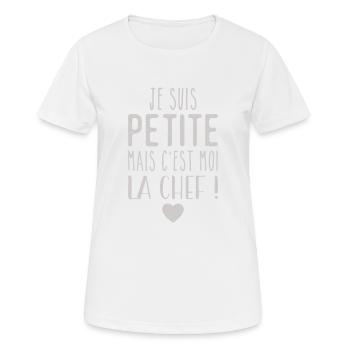 Ich bin klein, aber ich bin der Chef - Frauen T-Shirt atmungsaktiv - Weiß - Vorne - AI Model Female 172 dark (172cm)