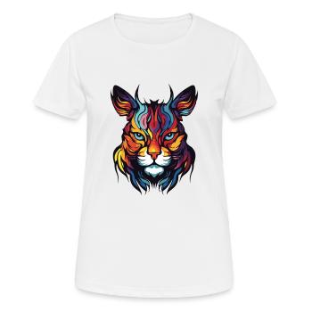 Tête de portrait de chat - T-shirt respirant Femme - blanc - Devant - AI Model Female 172 dark (172cm)