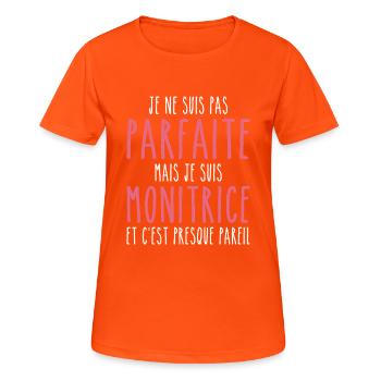 Nicht perfekt, aber ich bin ein Monitor - Frauen T-Shirt atmungsaktiv - Neonorange - Vorne - AI Model Female 172 dark (172cm)
