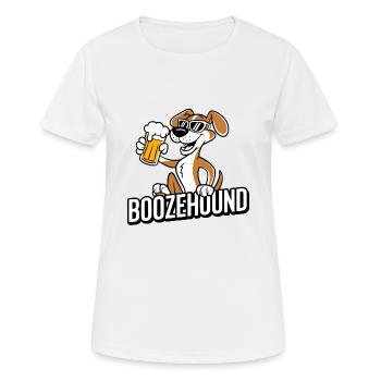 Boozehound Hund trinkt Bier zum Männertag - Frauen T-Shirt atmungsaktiv - Weiß - Vorne - AI Model Female 172 dark (172cm)