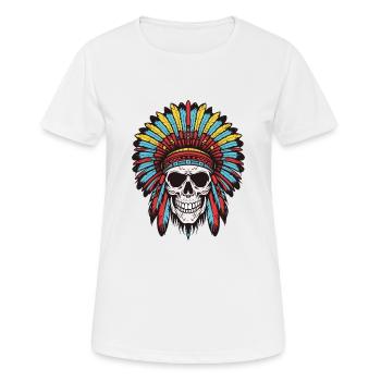 Apache Indian Chief Skull - Women's Breathable T-Shirt - white - Front - AI Model Female 172 dark (172cm)