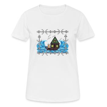 Maritime cacahuète marin navire navires Ahoy Moin - T-shirt respirant Femme - blanc - Devant - AI Model Female 172 dark (172cm)