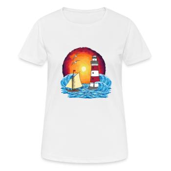 maritime sailing ship lighthouse ship ships - Women's Breathable T-Shirt - white - Front - AI Model Female 172 dark (172cm)