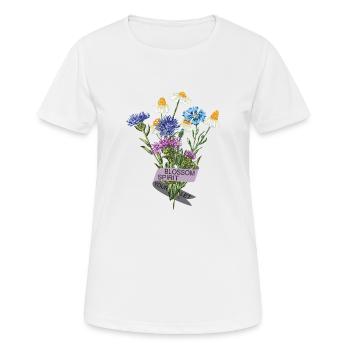Blossom Spirit Blumenstrauß Blossom Spirit Floral - Frauen T-Shirt atmungsaktiv - Weiß - Vorne - AI Model Female 172 dark (172cm)