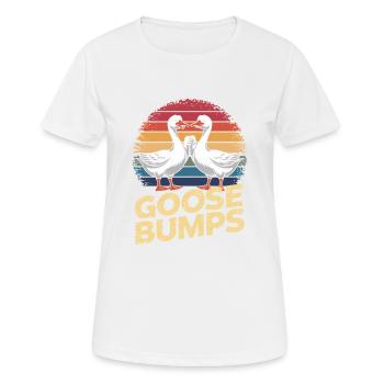Funny goose bumps geese - Women's Breathable T-Shirt - white - Front - AI Model Female 172 dark (172cm)