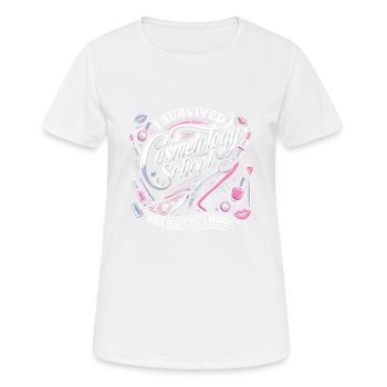 Ich habe die Kosmetikerinnenschule überlebt - Frauen T-Shirt atmungsaktiv - Weiß - Vorne - AI Model Female 172 dark (172cm)