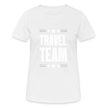 Travel Team - Frauen T-Shirt atmungsaktiv - Weiß - Vorne - AI Model Female 172 dark (172cm)