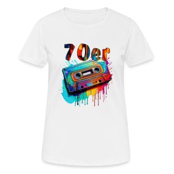 MUSIKKASETTE 70er - Frauen T-Shirt atmungsaktiv - Weiß - Vorne - AI Model Female 172 dark (172cm)