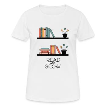 BÜCHERREGALE LESEN UND WACHSEN - Frauen T-Shirt atmungsaktiv - Weiß - Vorne - AI Model Female 172 dark (172cm)