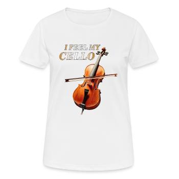 JE SENS MON VIOLONCELLE - T-shirt respirant Femme - blanc - Devant - AI Model Female 172 dark (172cm)