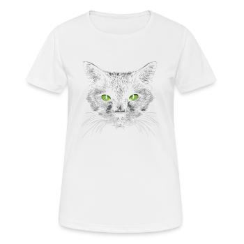 Black Cat Green Eyes - Women's Breathable T-Shirt - white - Front - AI Model Female 172 dark (172cm)