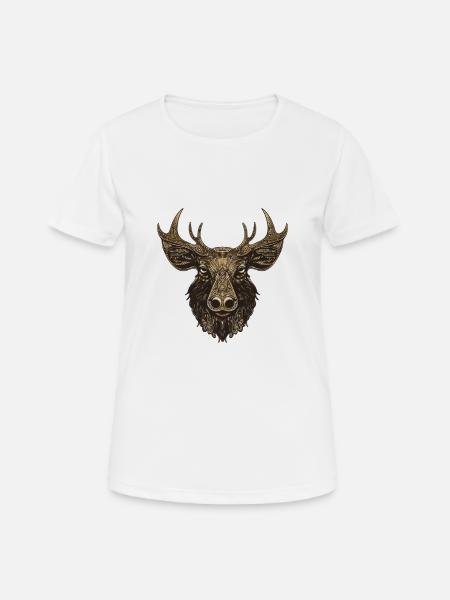 Elch Porträt - Frauen T-Shirt atmungsaktiv - Weiß