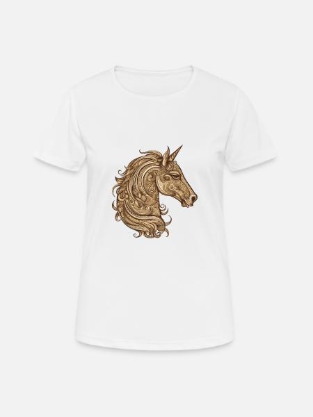 Einhorn Porträt - Dame T-shirt svedtransporterende - hvid