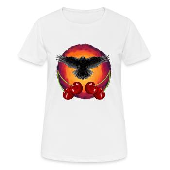 Rockabilly Crow Crows Cerise Cerise Fruit - T-shirt respirant Femme - blanc - Devant - AI Model Female 172 dark (172cm)