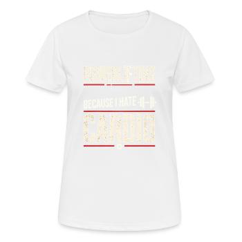 Kraftdreikampf, weil ich Kardio hasse - Frauen T-Shirt atmungsaktiv - Weiß - Vorne - AI Model Female 172 dark (172cm)