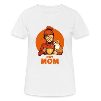 Cat Mom Kaffee Coffee - Frauen T-Shirt atmungsaktiv - Weiß - Vorne - AI Model Female 172 dark (172cm)